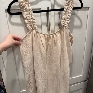 JODIFL Beige Ruched Strap Blouse